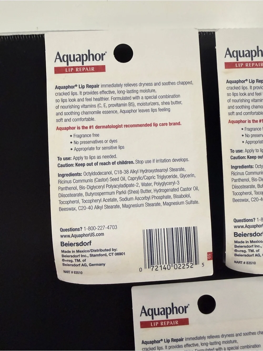 Aquaphor Lip Repair Ointment Immediate Relief Value Pack 0.35 oz Tubes 3 Pack